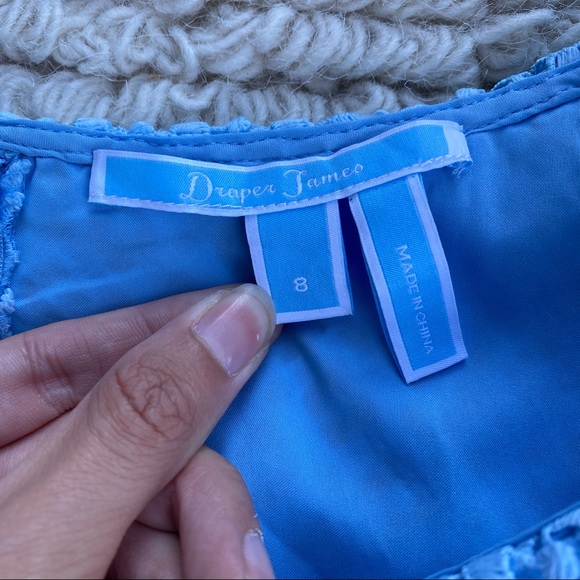 DRAPER JAMES light blue lattice lace a-line dress 8 - Picture 6 of 13